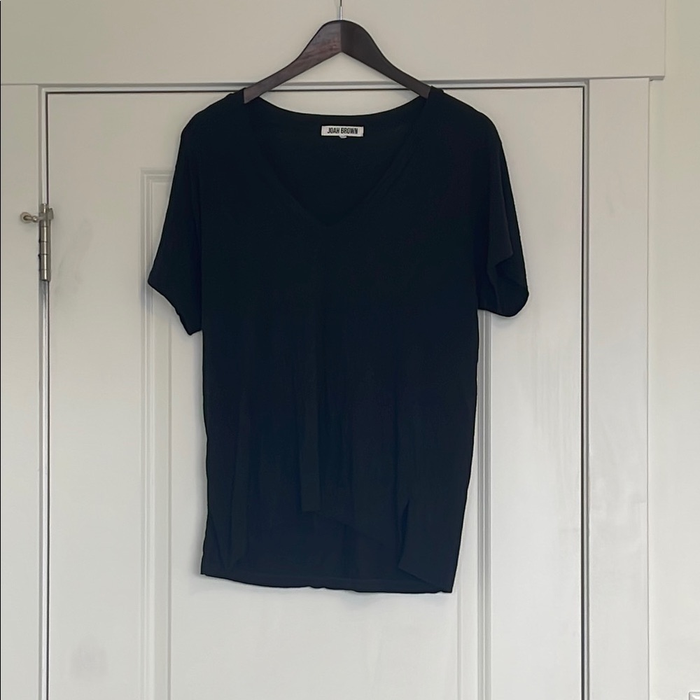 Joah Brown S/M Black V-Neck Women's Top